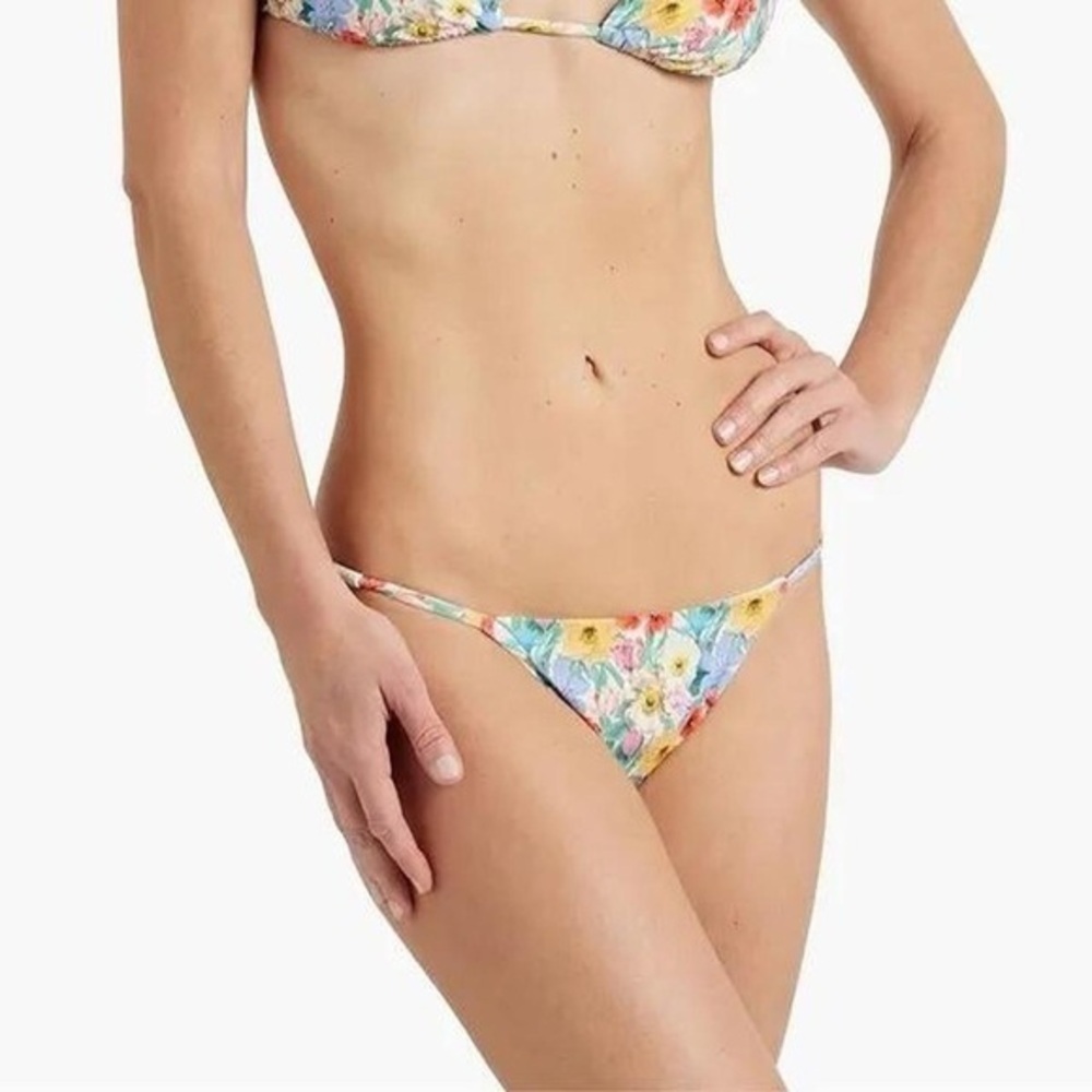 Onia Floral Print Low-Rise Bikini Bottom - Multi-Color - Size L